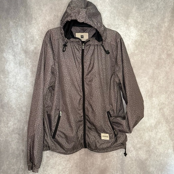Jackets & Blazers - Supreme Being Hooded Windbreaker Jacket Full Zip Heathered Black /Gray Size L
